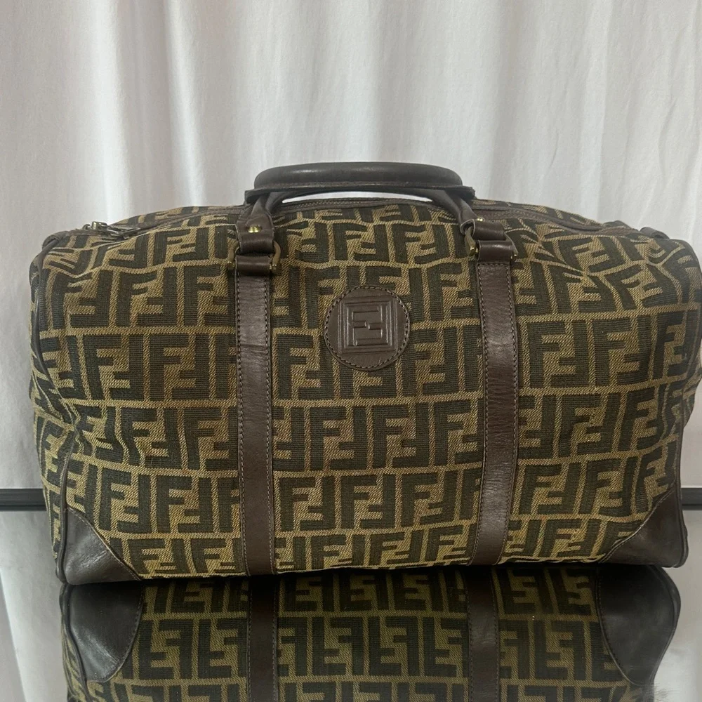 Fendi Black and Brown Monogram Duffel Bag